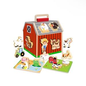 Farm Animals Toy with Wooden Puzzles for Toddlers